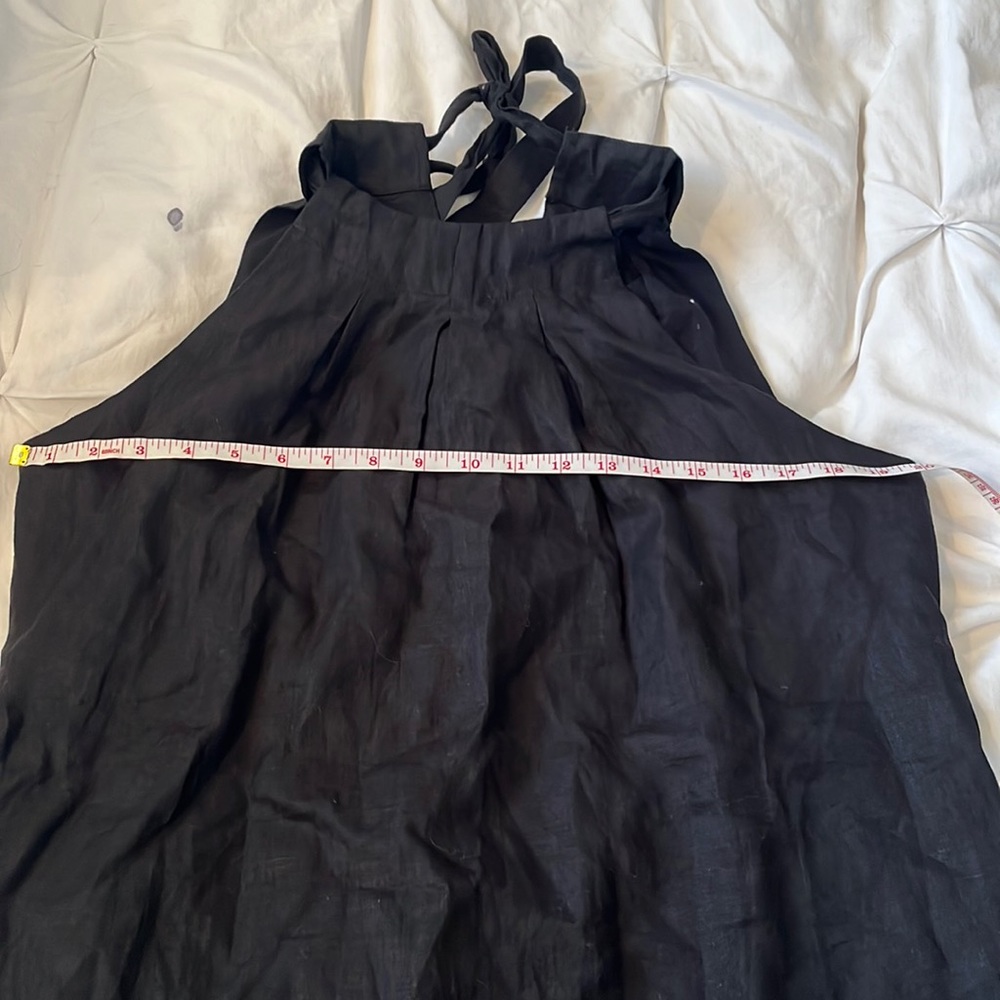 Super cute black linen halter summer dress size large.